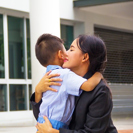 Child hugging mum